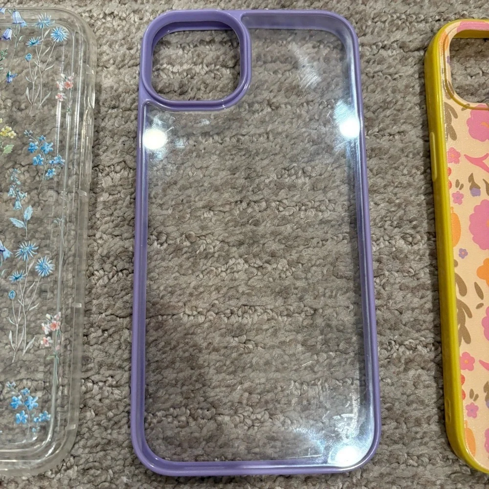 3 Iphone 14 Plus Phone Cases - 2 Floral - 1 Clear